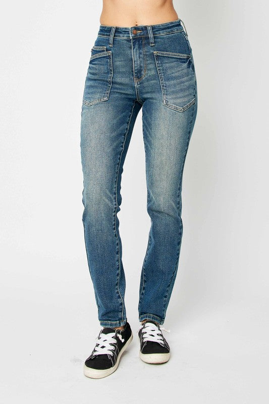 High Waist Skinny Jeans - Dark Wash