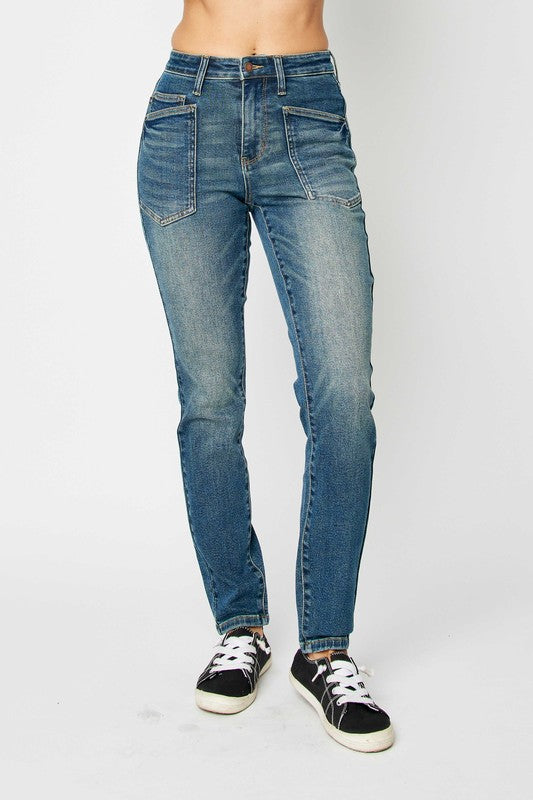 High Waist Skinny Jeans - Dark Wash