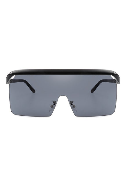Oversized Retro Square Rimless Flat Top Sunglasses