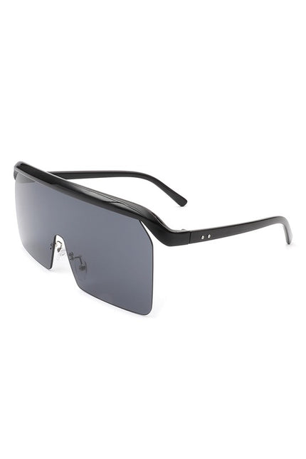 Oversized Retro Square Rimless Flat Top Sunglasses