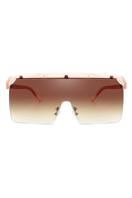 Oversized Retro Square Rimless Flat Top Sunglasses