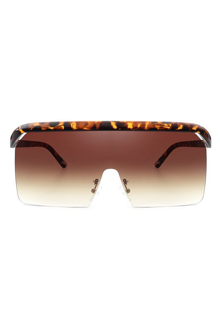 Oversized Retro Square Rimless Flat Top Sunglasses