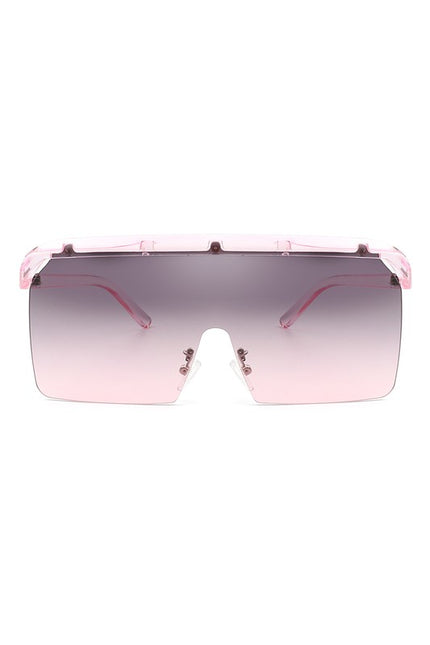 Oversized Retro Square Rimless Flat Top Sunglasses