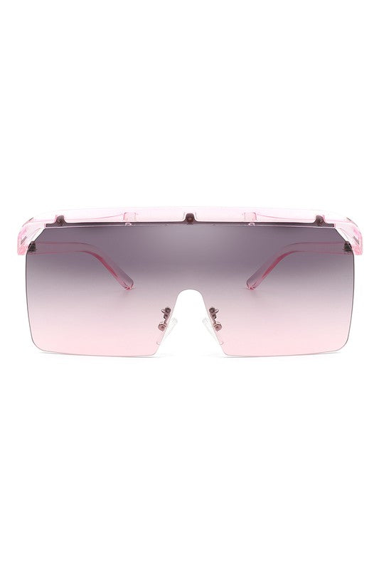 Oversized Retro Square Rimless Flat Top Sunglasses