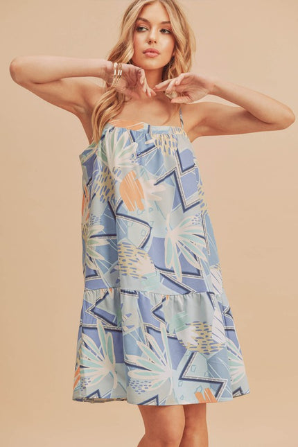 Tropical Print Sleeveless Sundress