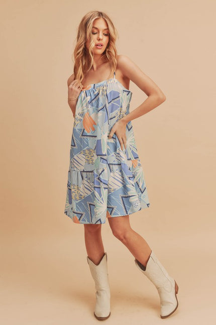 Tropical Print Sleeveless Sundress