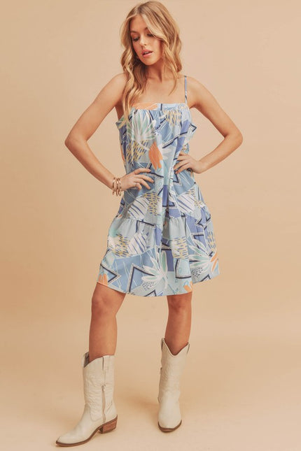 Tropical Print Sleeveless Sundress