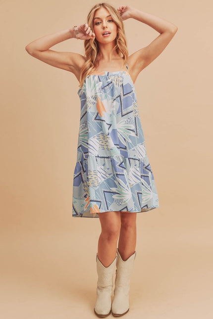 Tropical Print Sleeveless Sundress