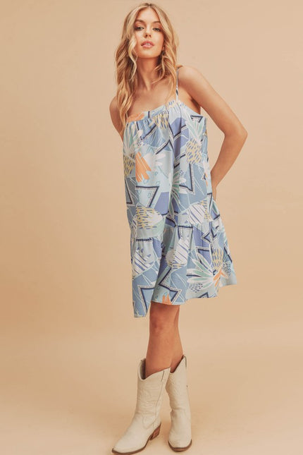 Tropical Print Sleeveless Sundress
