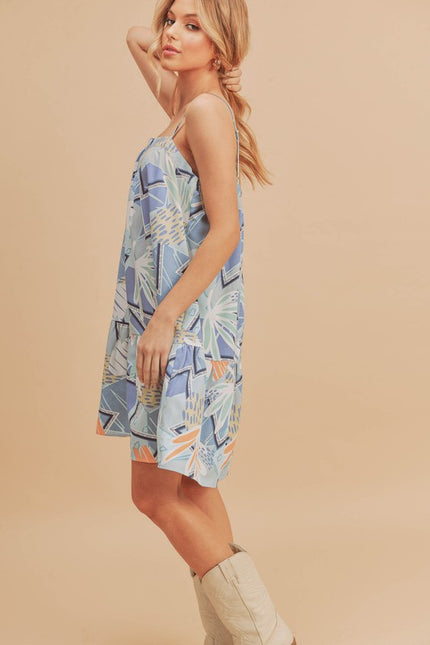 Tropical Print Sleeveless Sundress