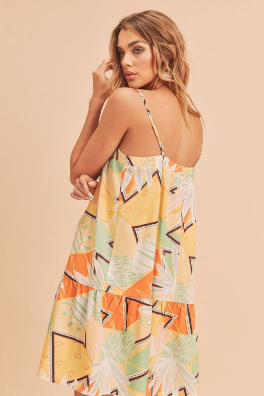 Tropical Print Sleeveless Sundress