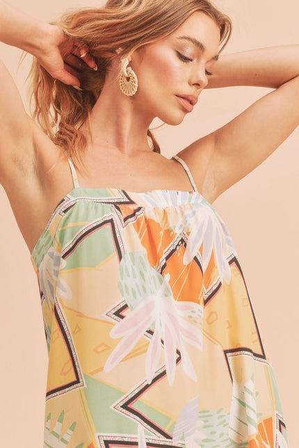 Tropical Print Sleeveless Sundress