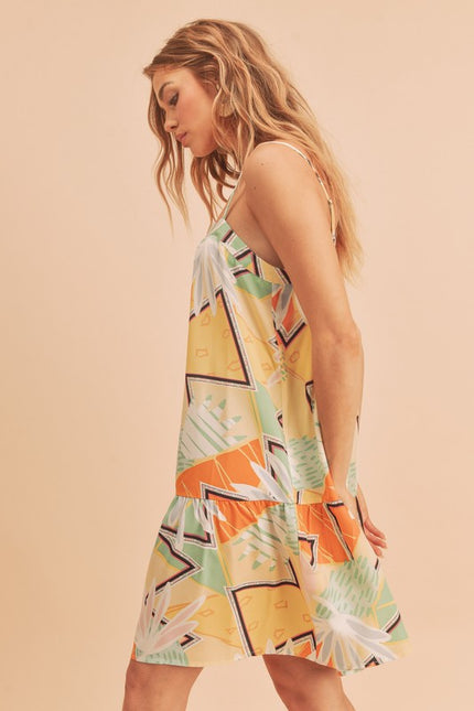 Tropical Print Sleeveless Sundress