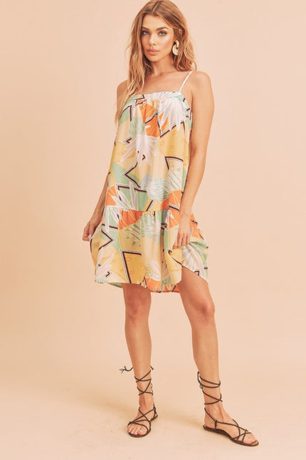 Tropical Print Sleeveless Sundress