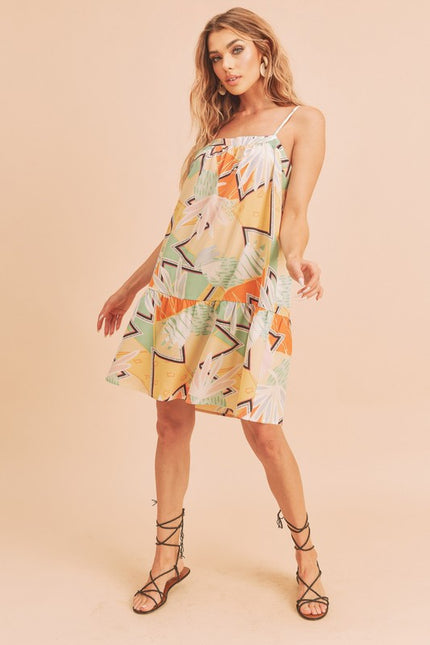 Tropical Print Sleeveless Sundress