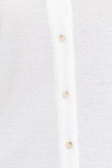 Button-Up Collared Knit Top – White